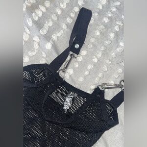 Killstar Black Mesh Mini Dress with Metal Details